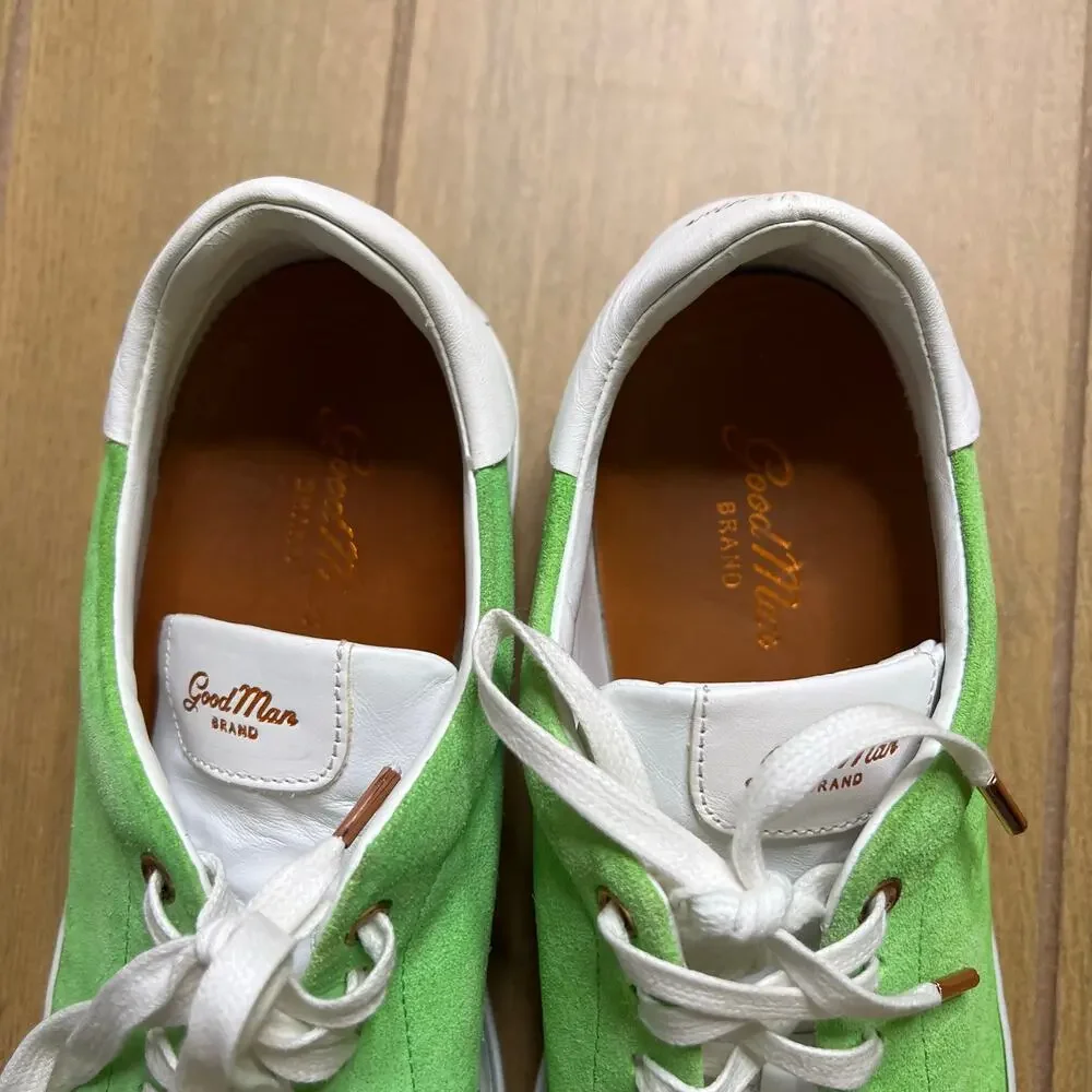 Good Man Brand Green Suede Low Top‎ Sneakers Made In Italy Men’s Size 9 Luxury